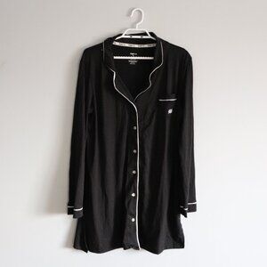 Born Sleepwear Black XL Buttoned Lounge Wear Pj Midi Dress Shirt